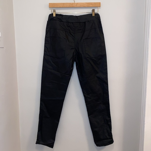 X. F. Moda Side Silver Grommet Black Pants - Picture 2 of 3